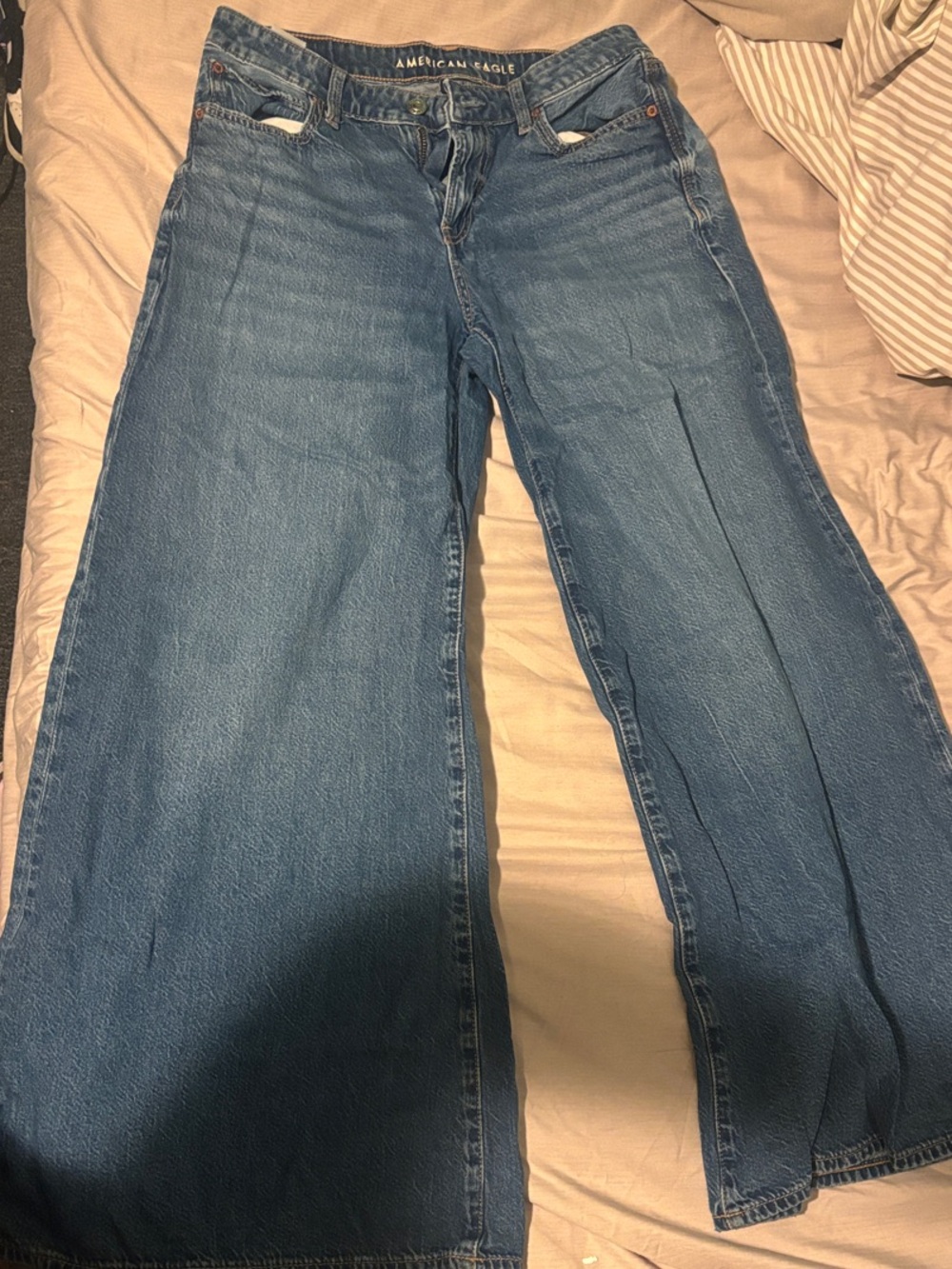 American Eagle Outfitters Medium Blue Wide-Leg Jeans